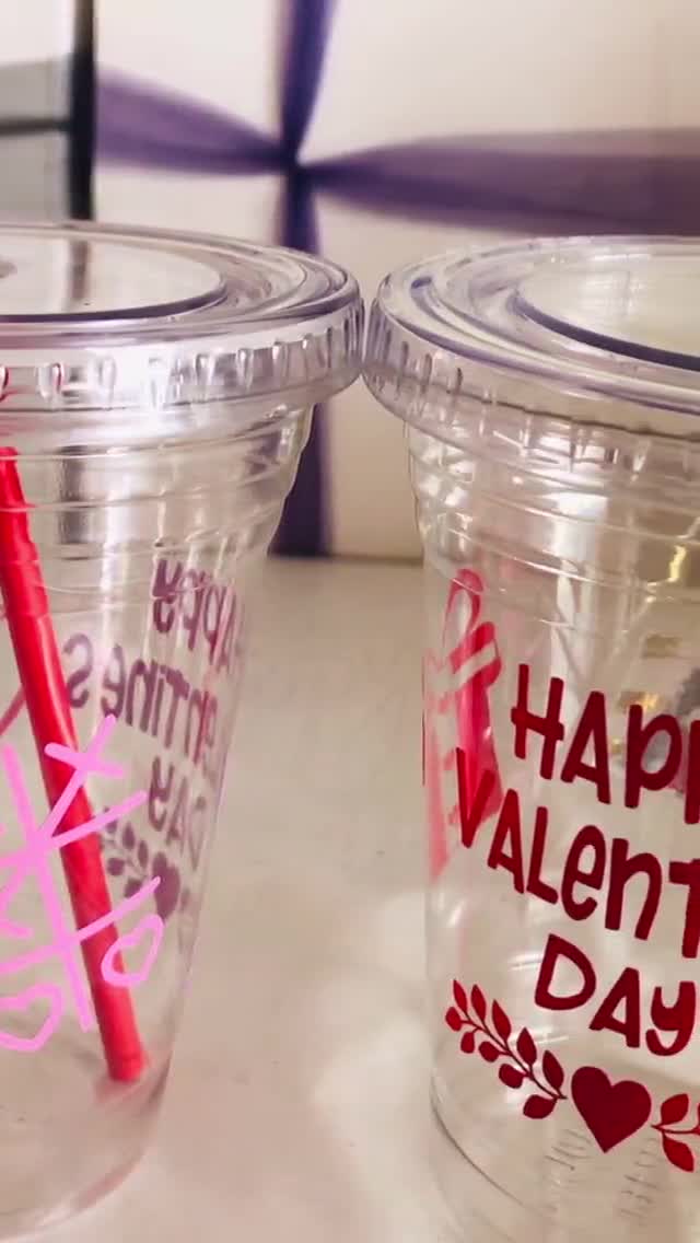 Valentines Day Party Cups, Set of Plastic Cups With Straws, Recyclable  Plastic Cup, Holiday Sale 