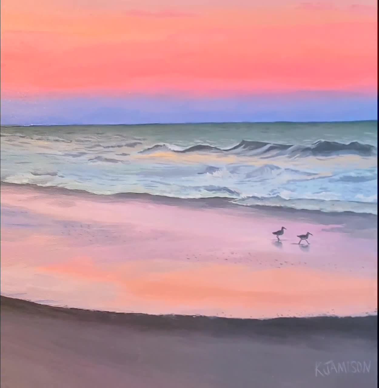 Ocean Sunrise Painting 16x20 Original Acrylic Painting 