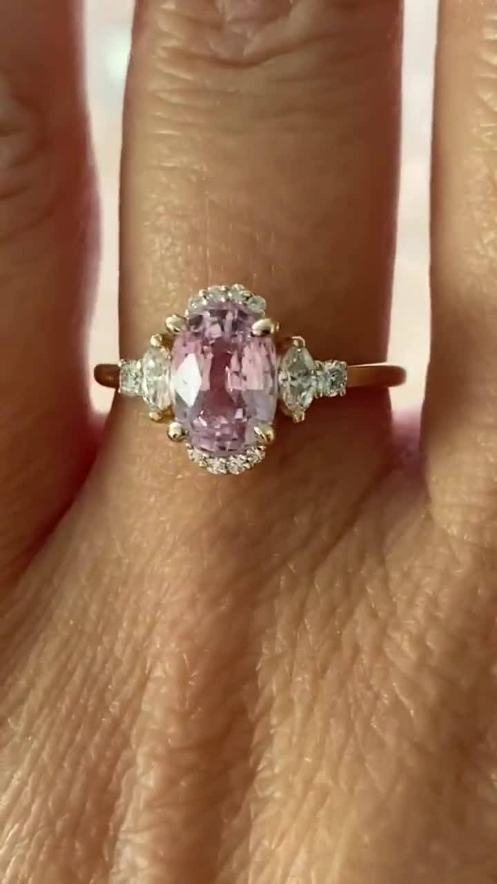 0.80ct Light Pink Diamond Oval Pendant + Ring – Rare Colors