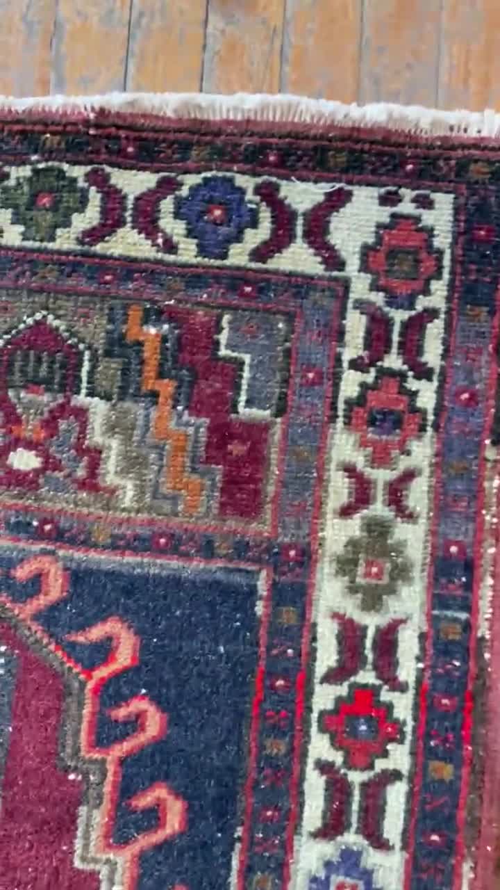 2x3 Old vintage oushak overdyed rug, 2x3 handwoven vintage rug, shops decorative pastel rug oriental rug, 91x50 Cm