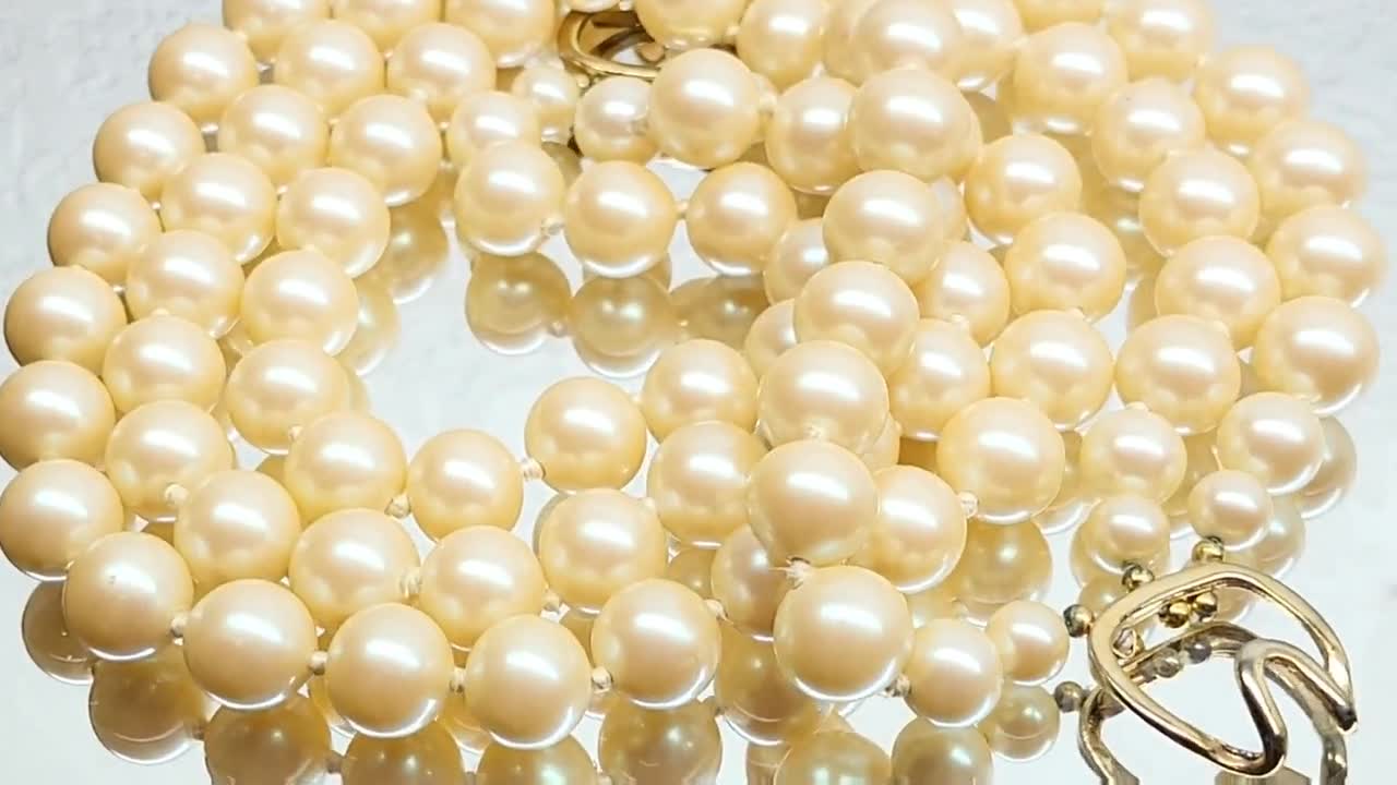 メッキ　アクセサリー　MONET パール Signed MONET Faux Pearl Necklace 18