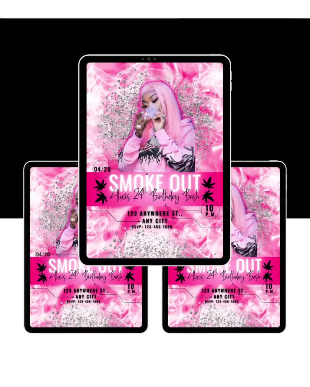 420 Birthday Invitation: Bold Weed Design - Editable Canva Template video poster