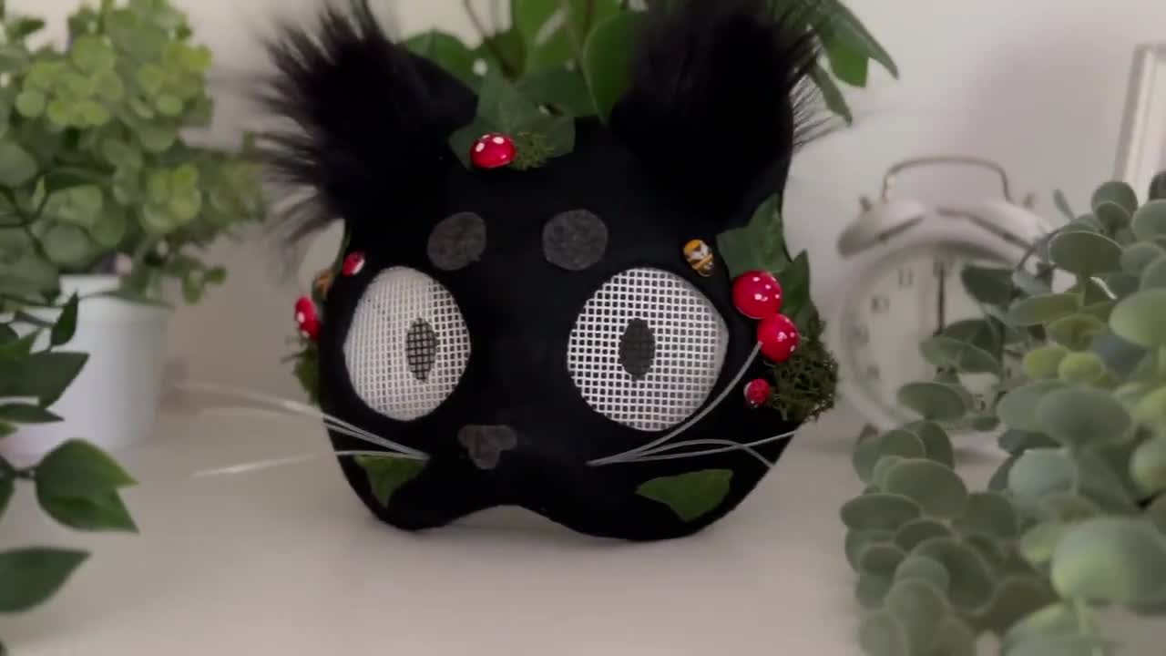 Therian Cat Mask Ghibli Theme dark Black Anime Eyes 