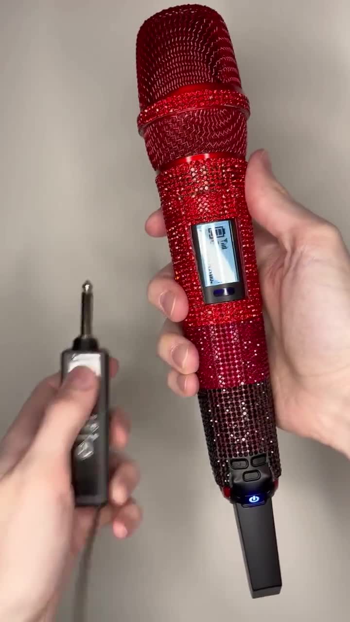 カラオケやパフォーマンス用のレッドオンブルプロ仕様ワイヤレスマイク
