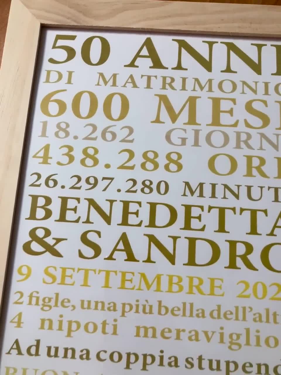 Quadretto Anniversario di matrimonio, festeggiare 10 anni, 20 anni, 30,  40anni, 50 anni, idea regalo, regalo coppia, matrimonio, originale -  日本