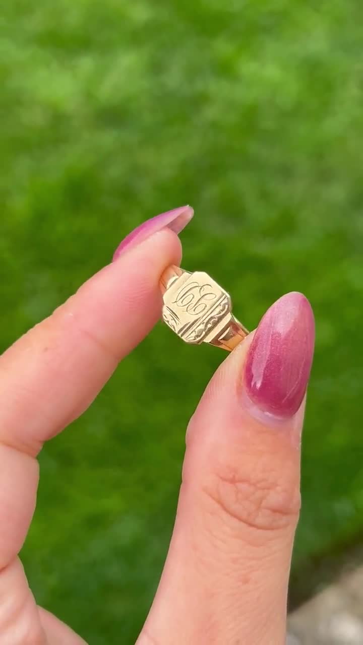 ヴィンテージ 9カラット ゴールド シグネット リング - Etsy 日本