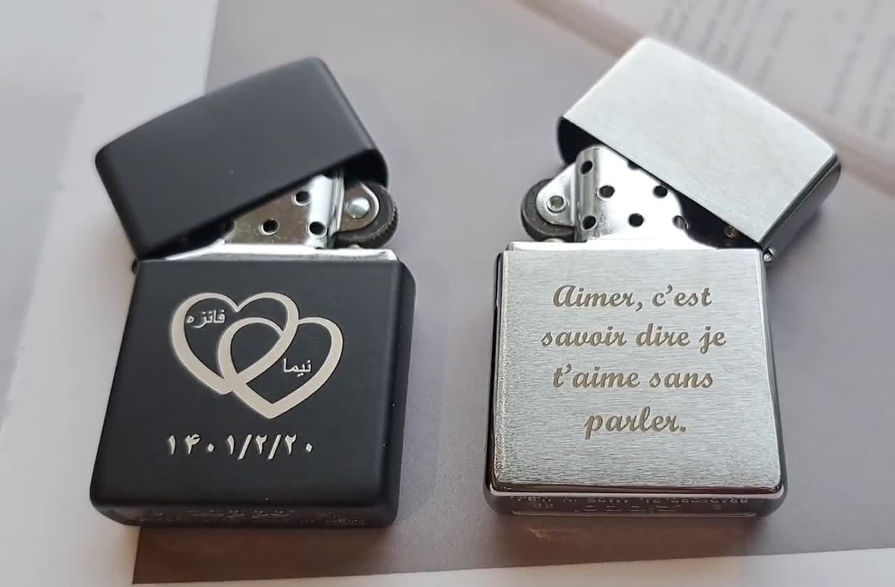 Zippo Lighter, Engraved, Black Matte, Classic Satin Chrome, Brushed, With  Your Text, Logo, Handwriting, Gift for Father, Petrol Lighters