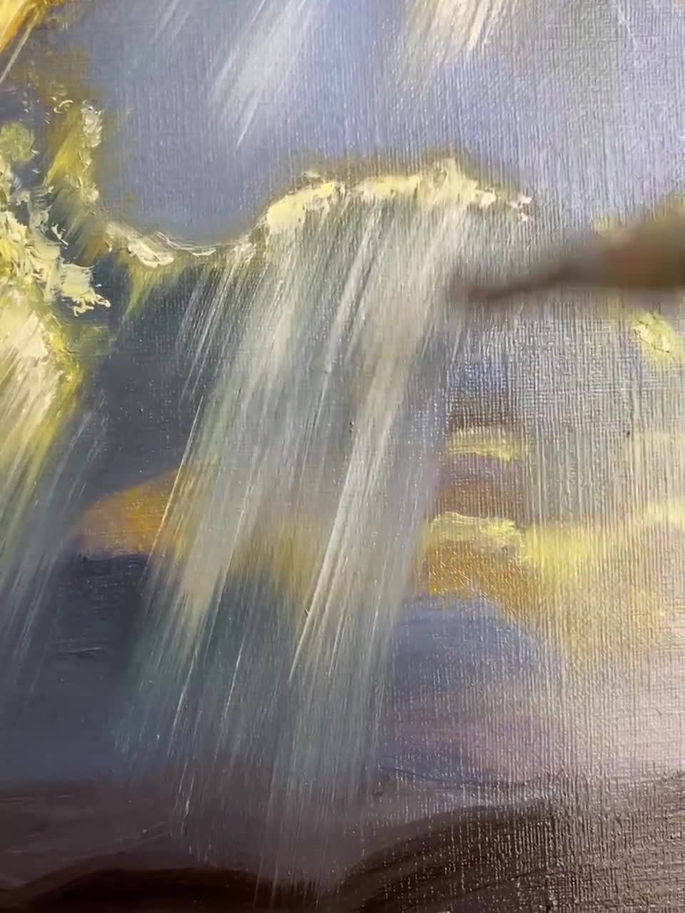 North Dakota Sky ORIGINAL Painting Abstract Sun Rays Cloud Oil Art