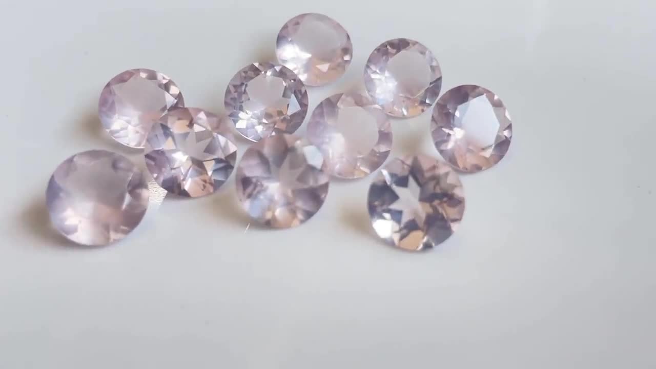 天然ピンクローズクォーツ 10 mm ラウンドファセット AAA品質 - ルース