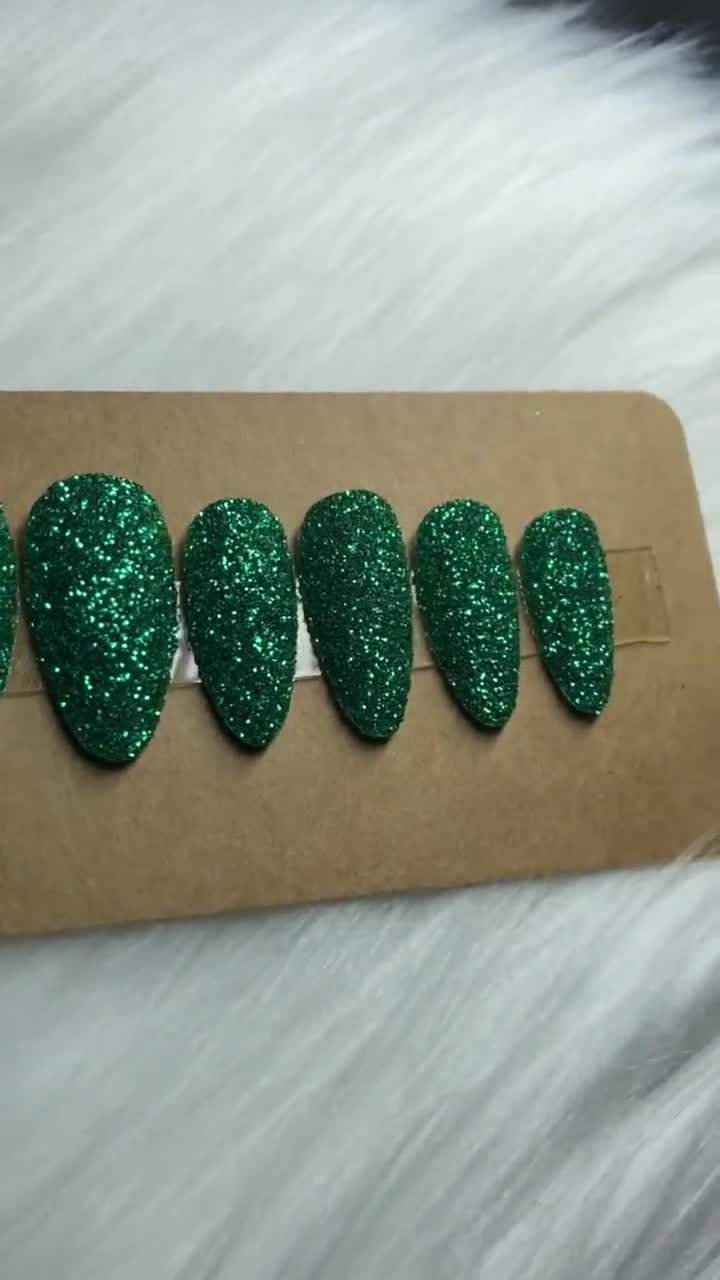 Emerald Green Press on Nails
