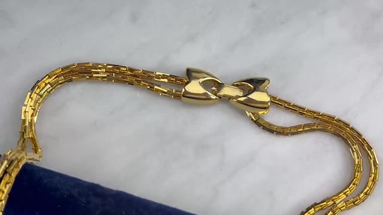 LANVIN PARIS outlet Vintage Gold Tone Chic Choker 13.5