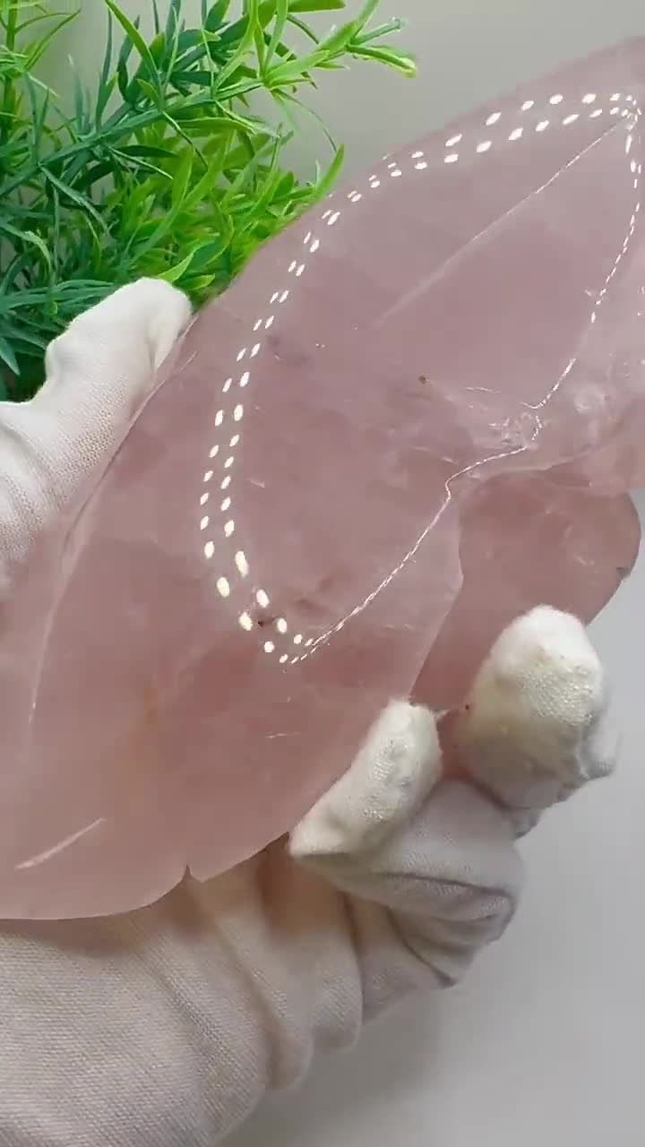 天然水晶大牡丹ローズクォーツ彫刻 5.5インチ、444.4グラム - Etsy 日本