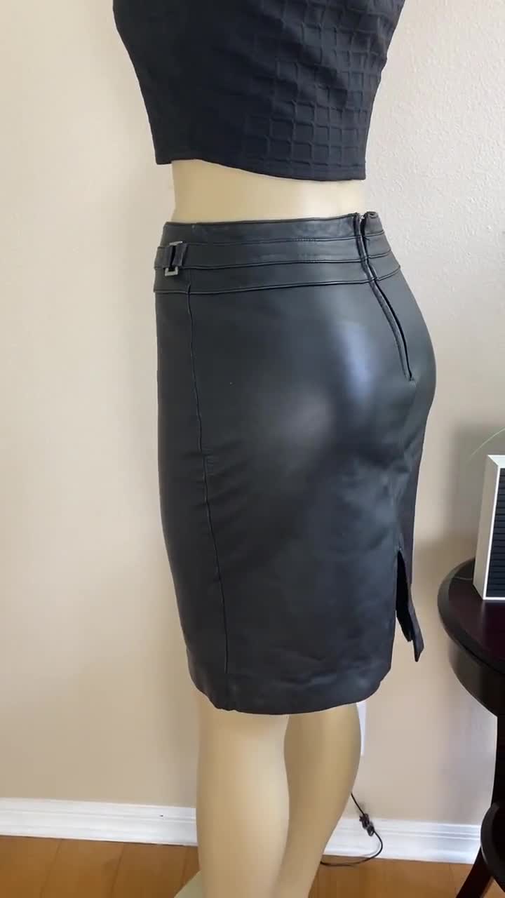 Women Black Leather Look Mini Skater Skirt / Ladies Black Faux Leather  Flared Skirt / Dancer Skater Skirt / Burgundy Leather Look Mini Skirt 