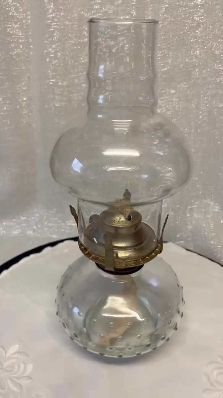 Vintage Art Nouveau Lamplight Farms Austria Clear Glass Oil