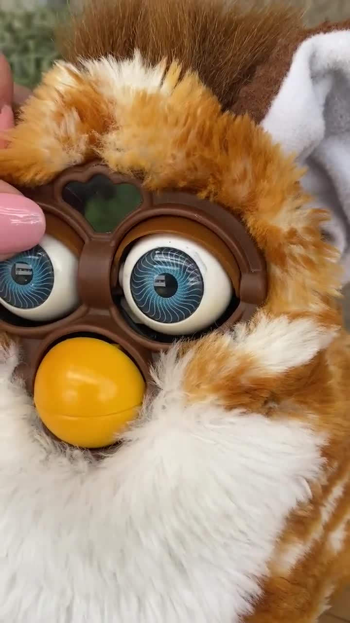 未開封　初代ファービー　オリジナル　1998 ストライプ　英語版 Vintage 1998 Original Furby Black & White Zebra Stripes Blue