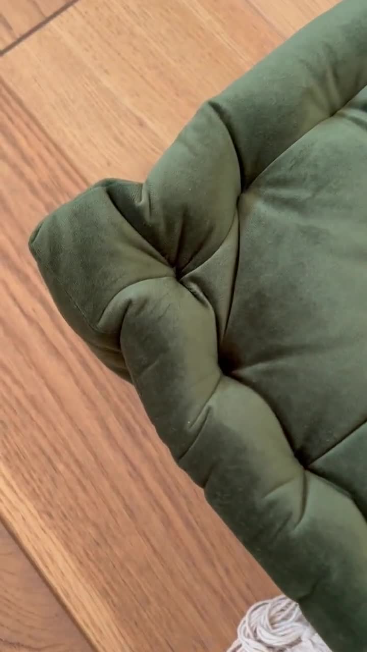 Floor Cushion, Green Floor Sofa, Velvet French Cushion and