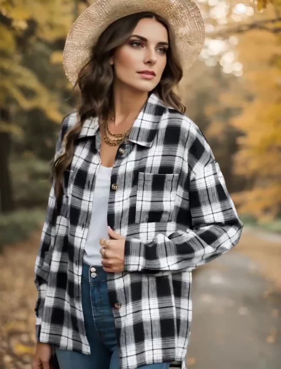 Dakota Plaid Flannel | Women's Oversized Shirt | Autumn Button