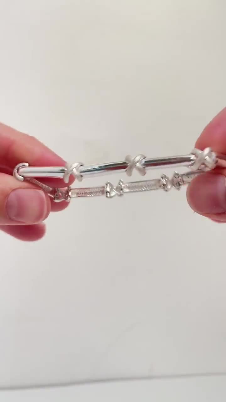 Vintage Sterling 925 Silver Bar and Cross X Chain Link