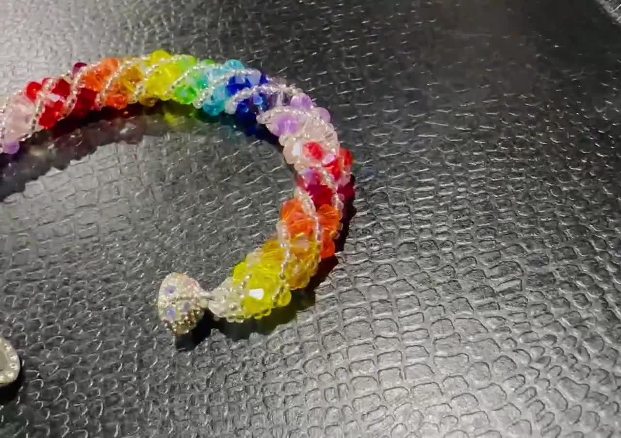 Handcrafted Genuine Crystal cheapest Rainbow Colorblock Russian Spiral Bracelet