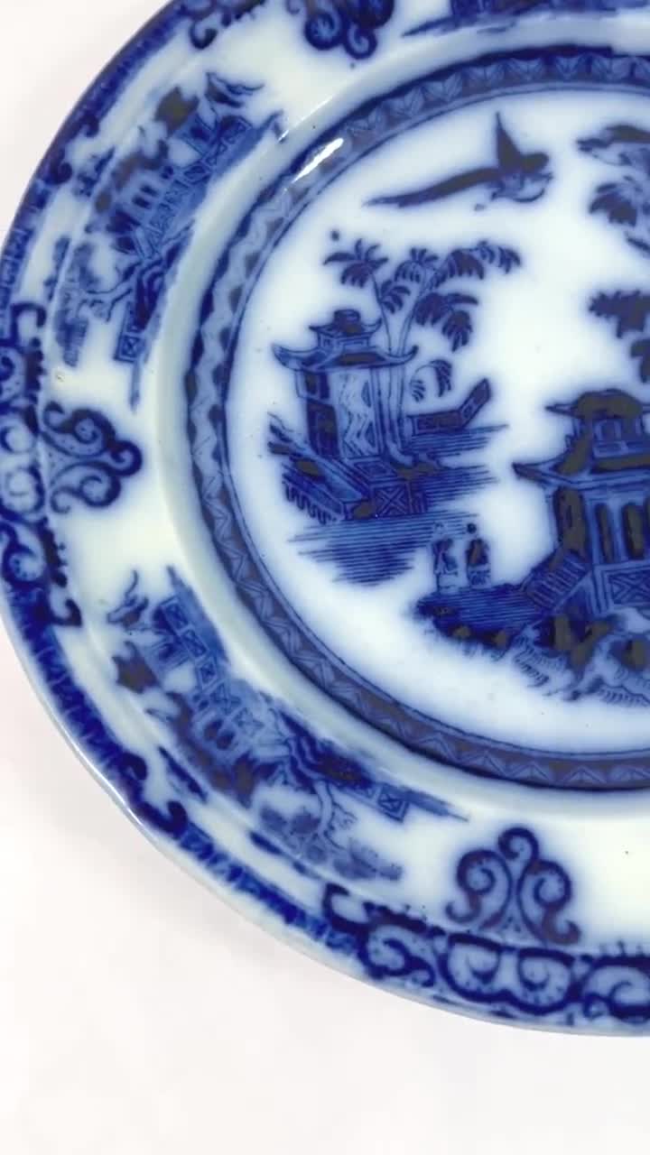 Antique Flow Blue plate -J Clementson flow blue - flow blue Chusan plate 9