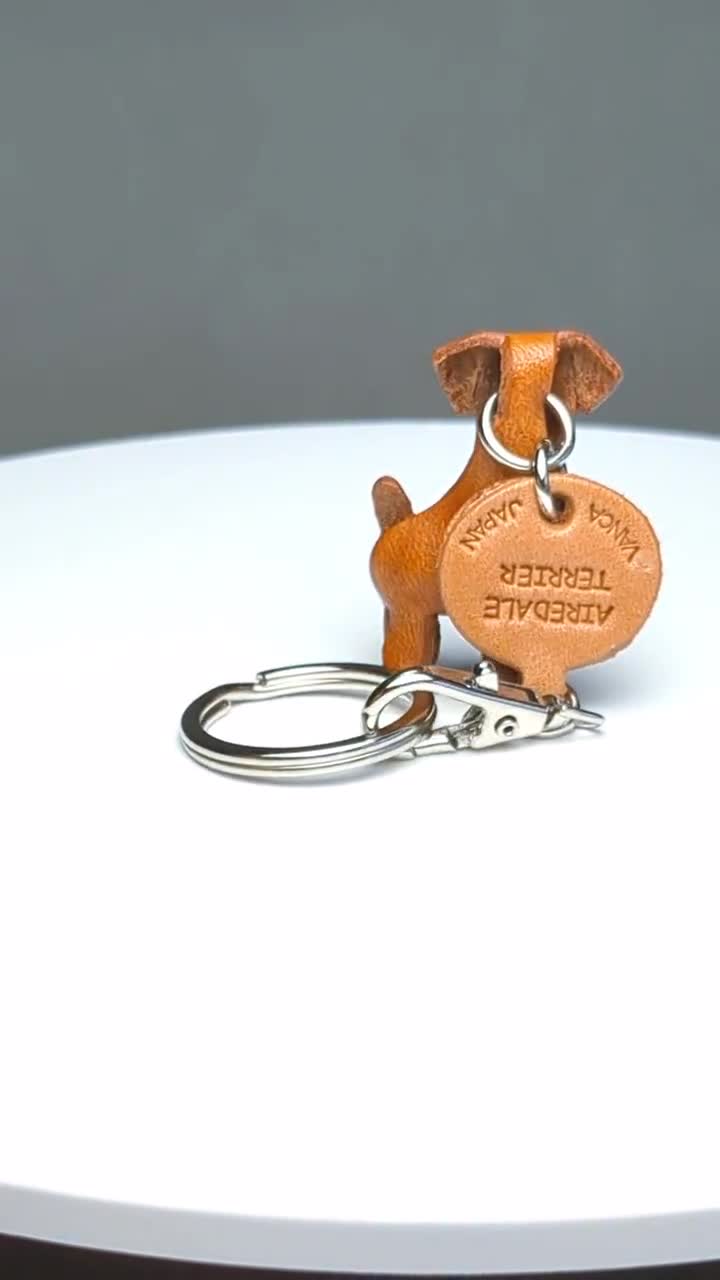 Handmade Leather Airedale Terrier Keychain, Dog Zipper Charm - Etsy