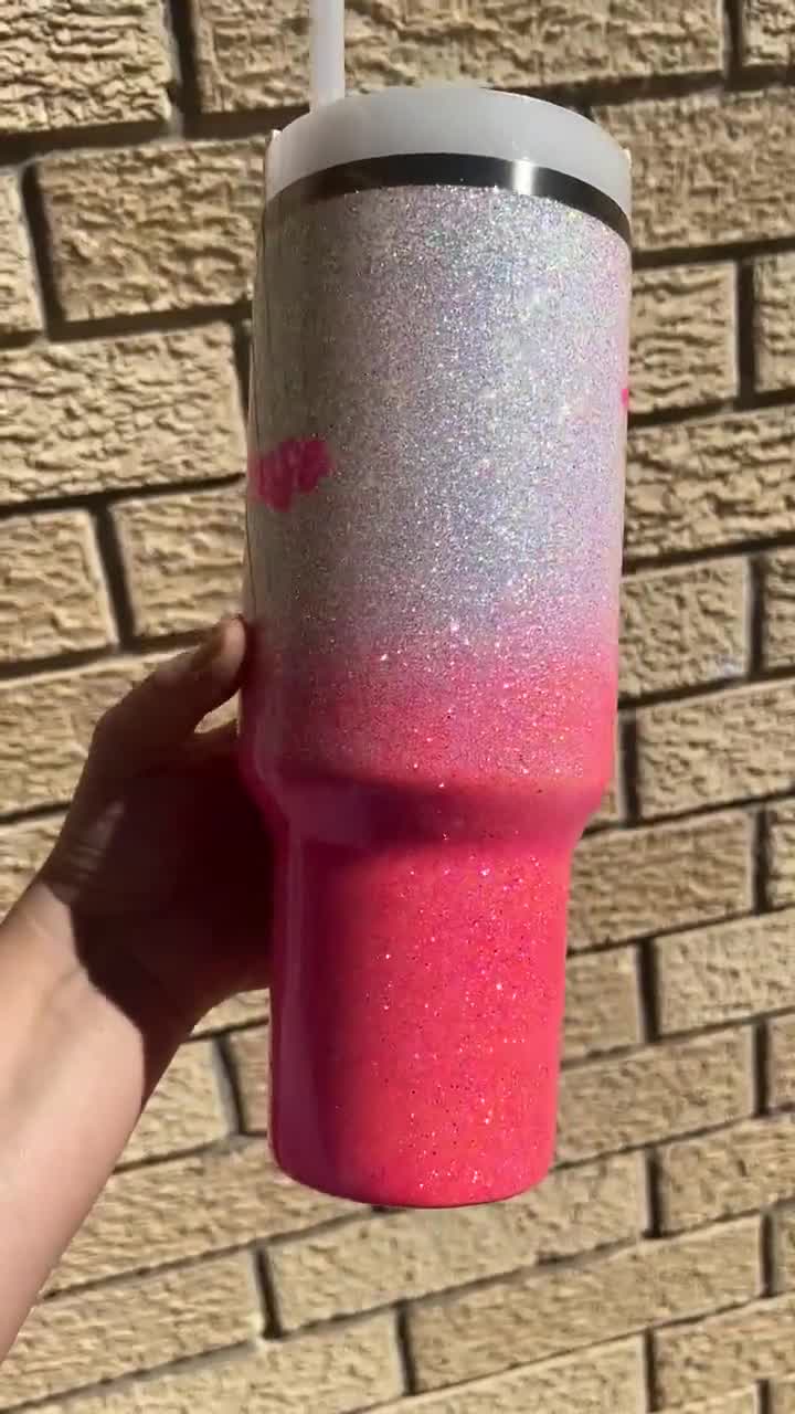 Customized Glitter Ombre Stanley Tumbler Pink Ombré Tumbler -  in 2023