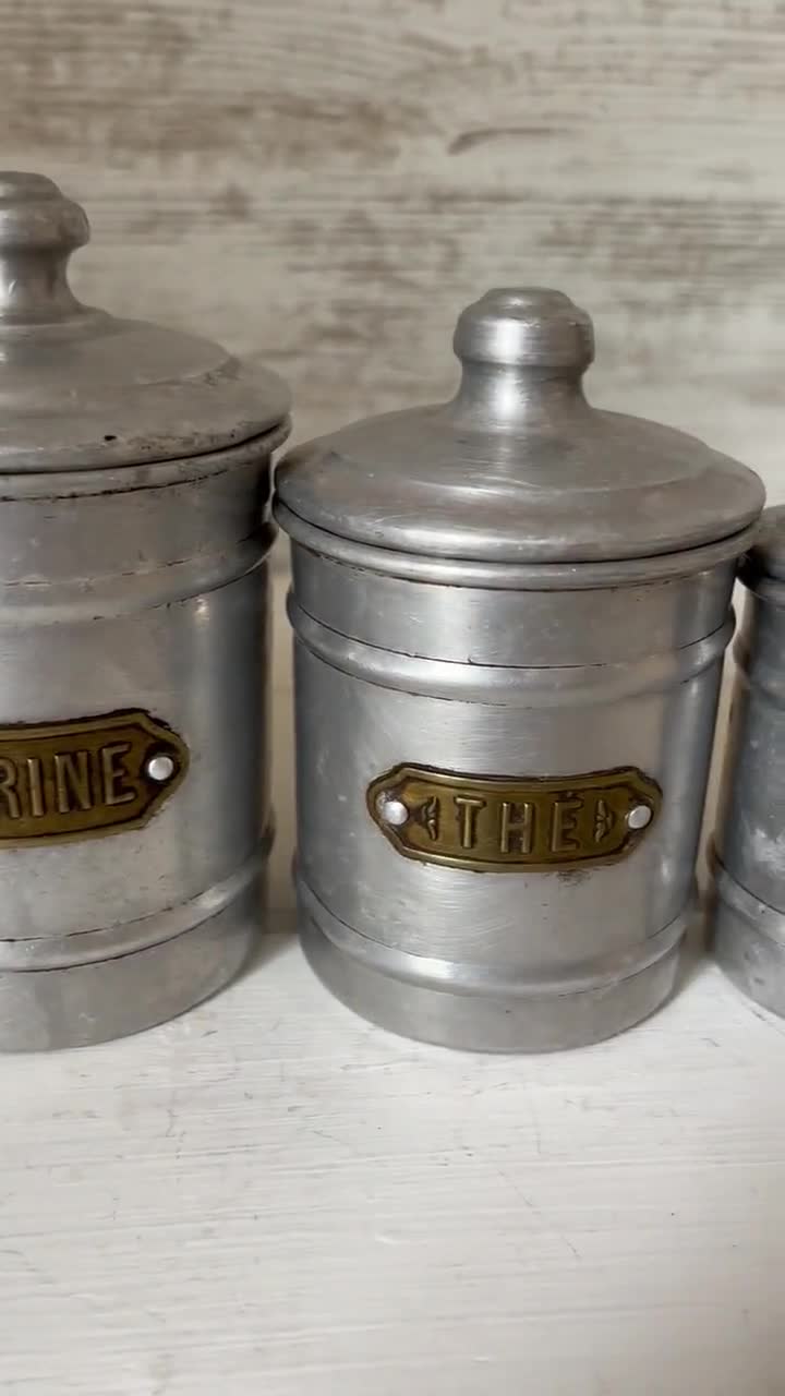 Lot De 6 Boîtes Métal Vintage Avec Couvercles – Années 50 – Fabrication Française