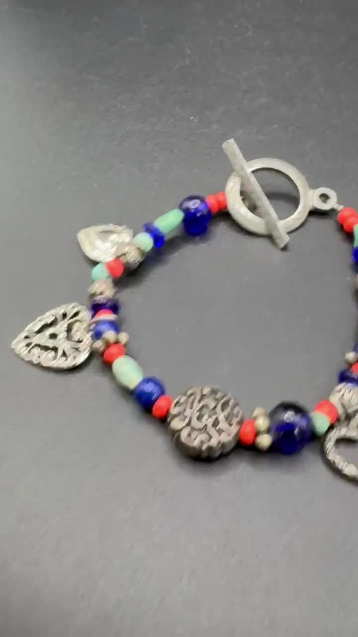 サウスウェスタンターコイズミックスメタルハートチャームブレスレット