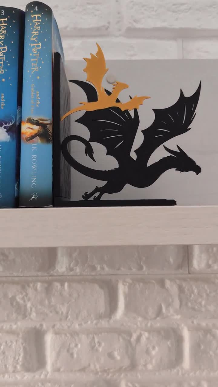 "Dragon Riders" Bookends – Fantasy Flight and Lightning Decoration – Black Dragon Silhouette for Magic Bookshelf video poster