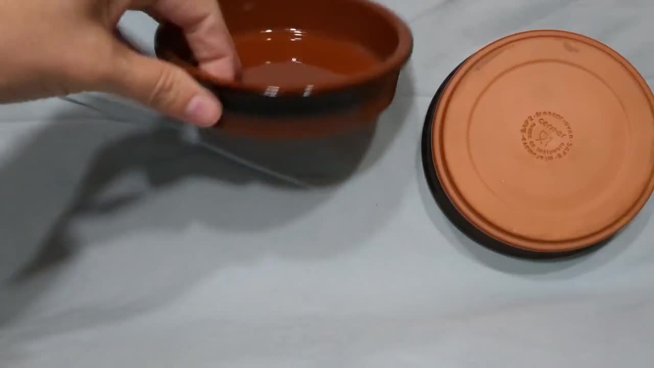 CERMER Ceramics Set of 2 Ramekins Glossy Caramel Baking Dishes 