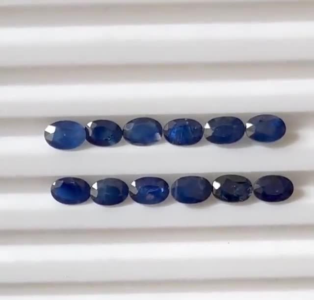 6 x 4 mm 天然ブルーサファイア オーバルカット ロット 15 個