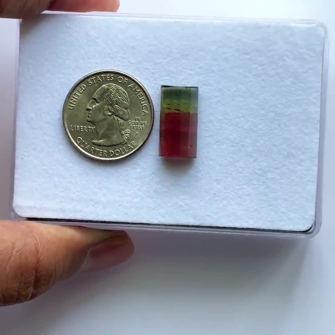 18x10x7mm, Natural Tourmaline Gemstone Cabochon, Bi-Color Pink Tourmaline  Cabochon, Tourmaline stone, Tourmaline Baguette Sugarloaf Cabochon