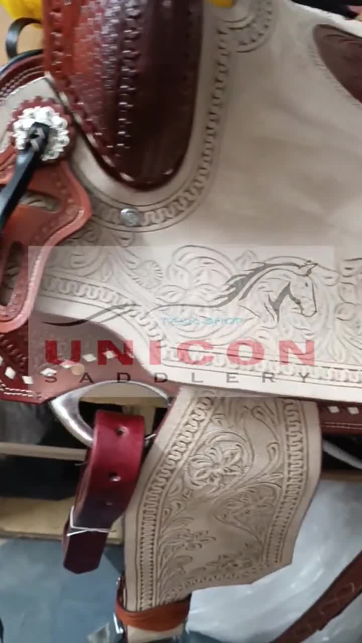 Selle de cheval Western Barrel Racing faite à la main en cuir