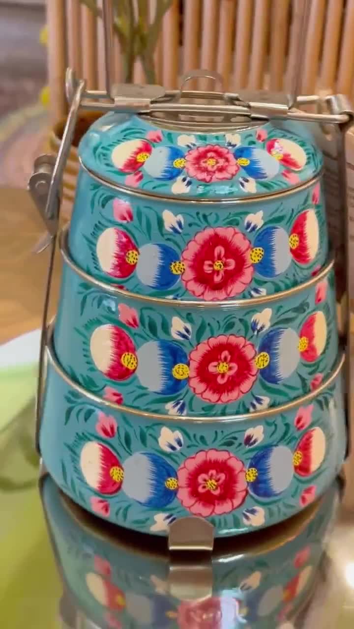 Hand Painted 3-tier Lunch Box: Kashmiri Art Tiffin Carrier - Etsy
