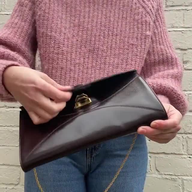 Pochette porte document tim en cuir pull-up marron foncé Oh My Bag