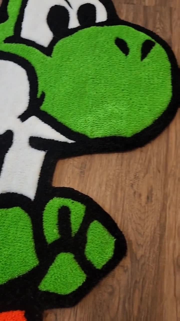 I made a tiny Yoshi egg rug to try burlap! : r/Tufting