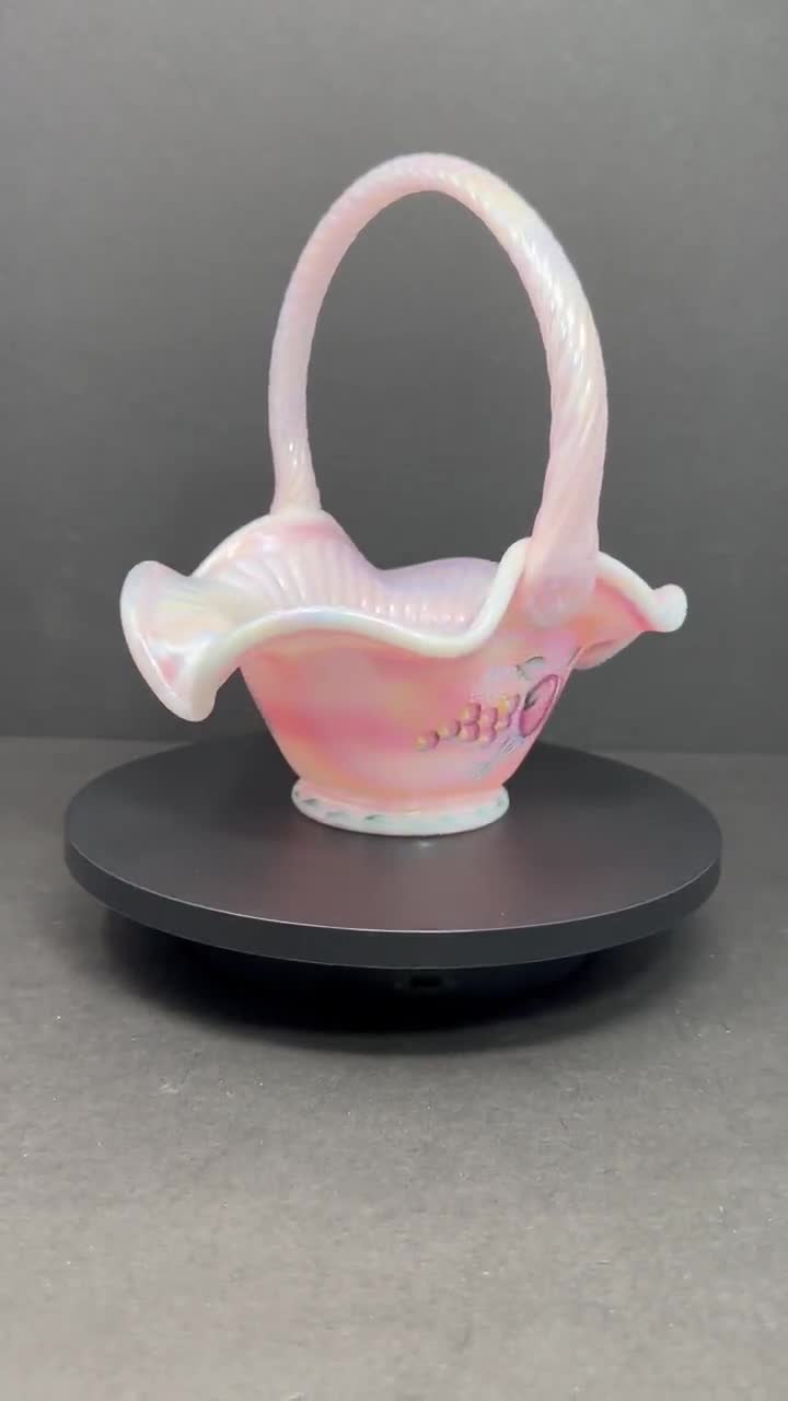 北米 フェントン アートガラス ウランガラス バスケット カゴ 小物入れ 置物 北米 フェントン アートガラス ウランガラス バスケット カゴ 小物入れ