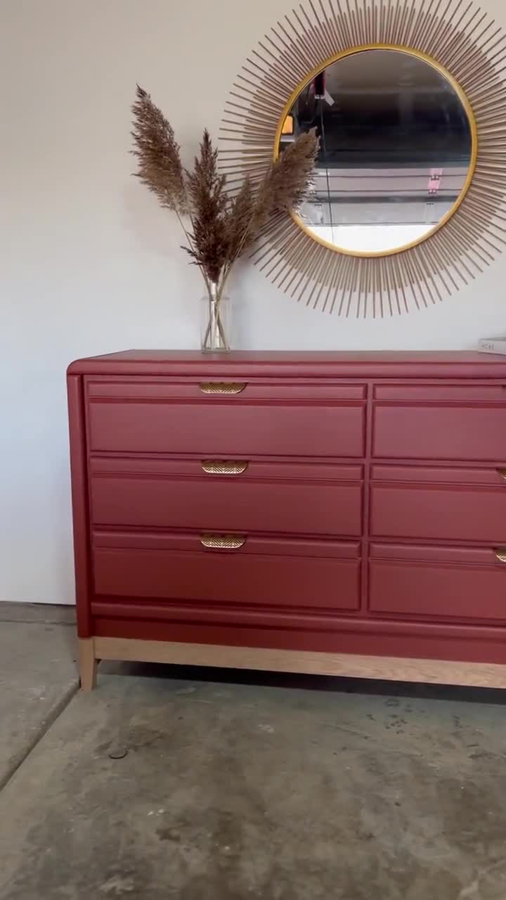 red 6 drawer dresser GarveeLife Wooden Dresser with 6 Drawers Tall Modern Closet with Deep Storage Large Chest of Drawers for Living Room Red Walnut in the Dressers department at Lowes.com