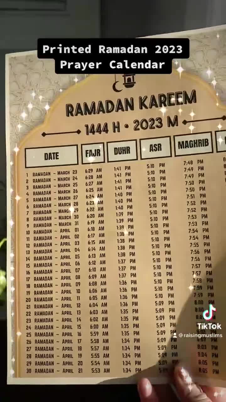 Ramadan Calendar 2023 Personalized Prayer Time Calendar - Etsy