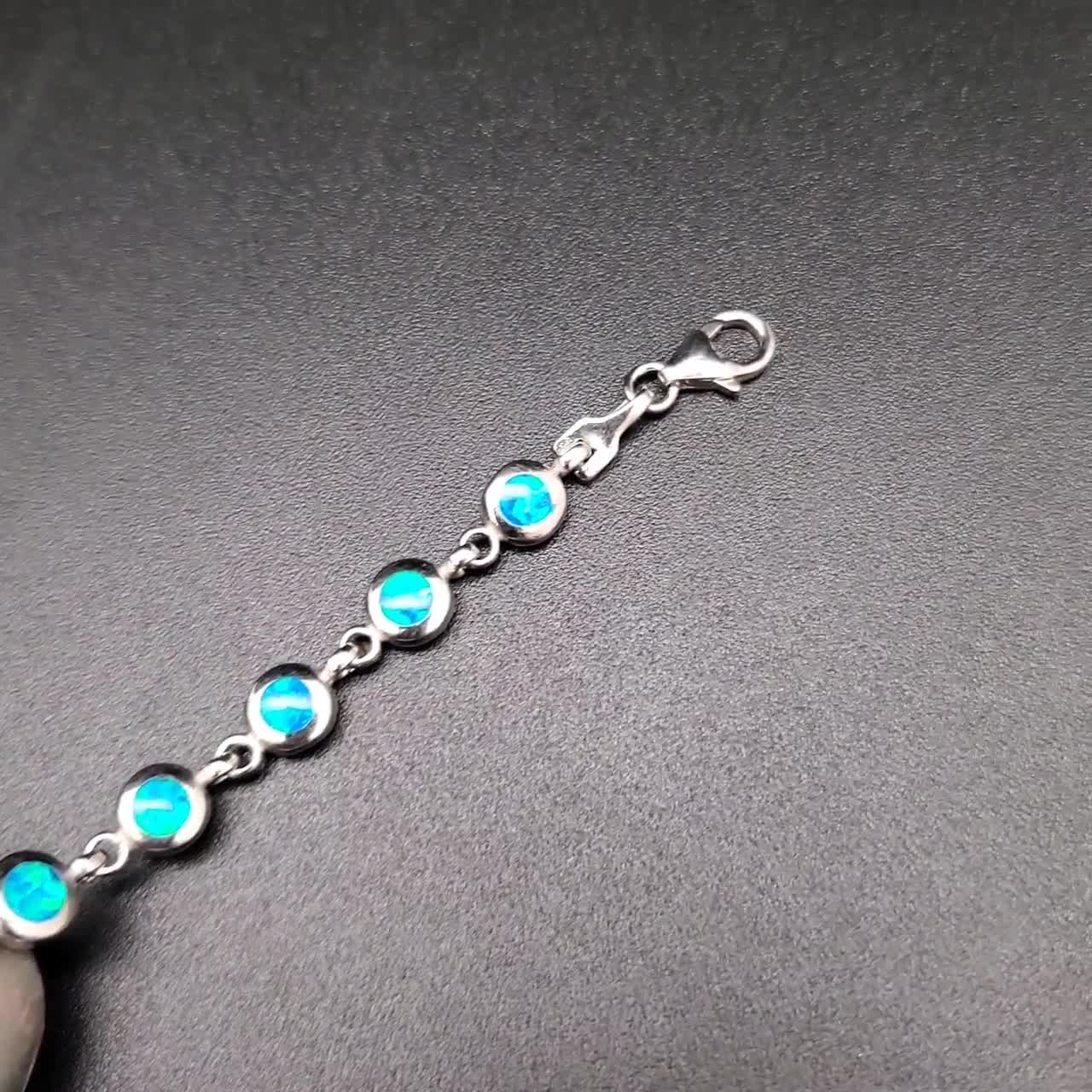 SAM #03 ブルーオパールインレイリンクブレスレット 7 1/2 インチ