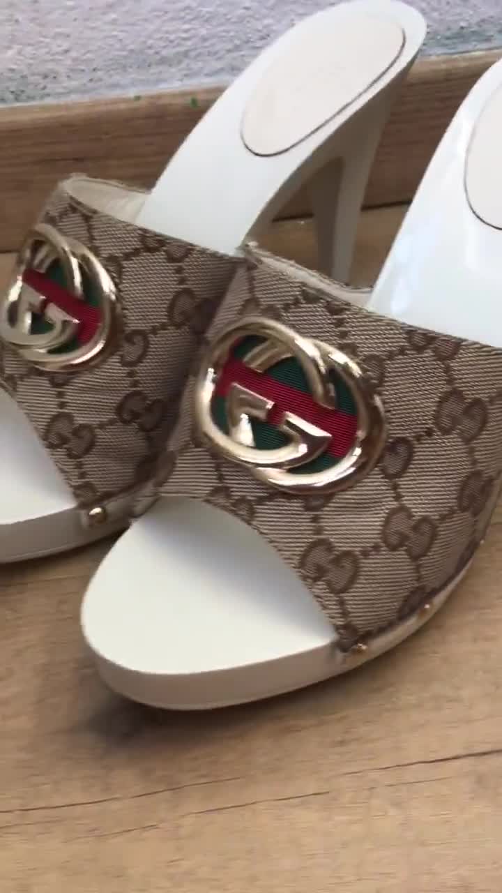 GUCCI MONOGRAM SABOT| Gucci Monogram Leather Mule | Fashion