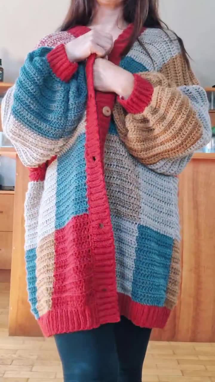 Cozy Patchwork Cardigan Pattern | PDF Download | Sizes XS