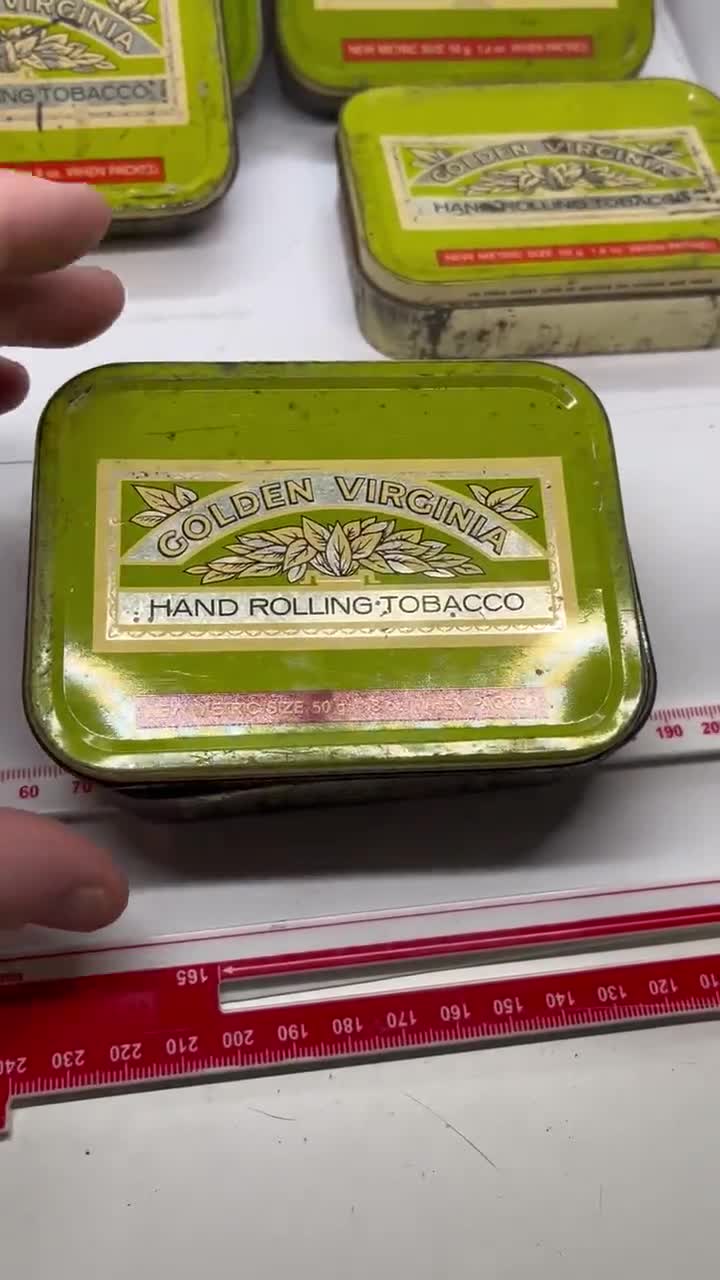 Vintage Golden Virginia Tin Storage Gift - Clean and Good Grade - New  Metric Size Red Label