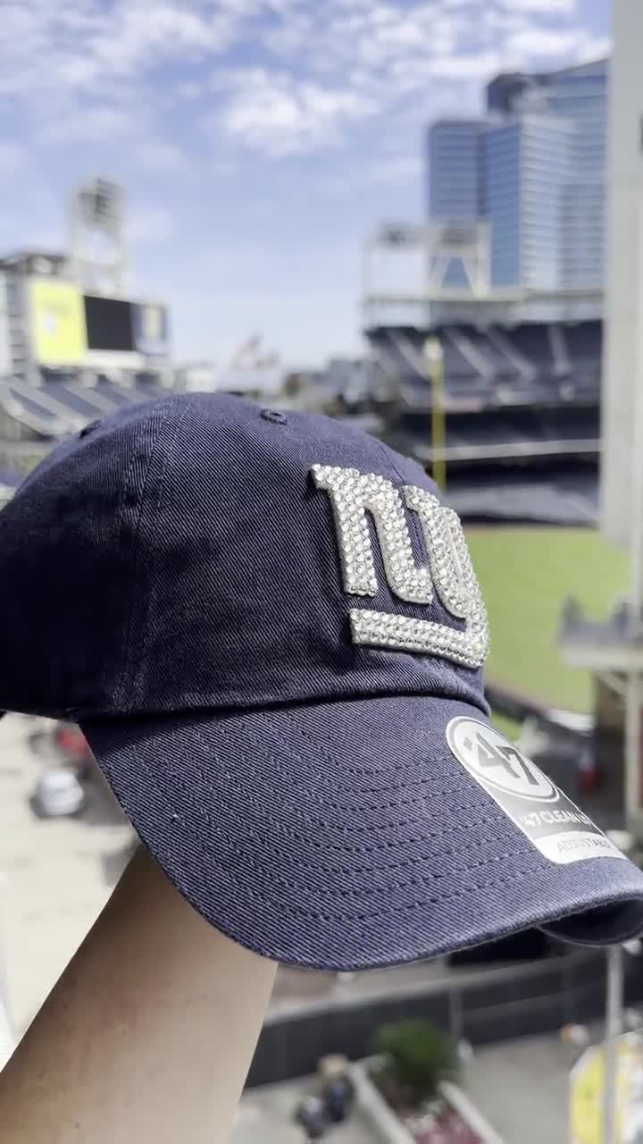 Navy Blue NY Giants Bling Hat Swarovski Crystals Sports Hat 