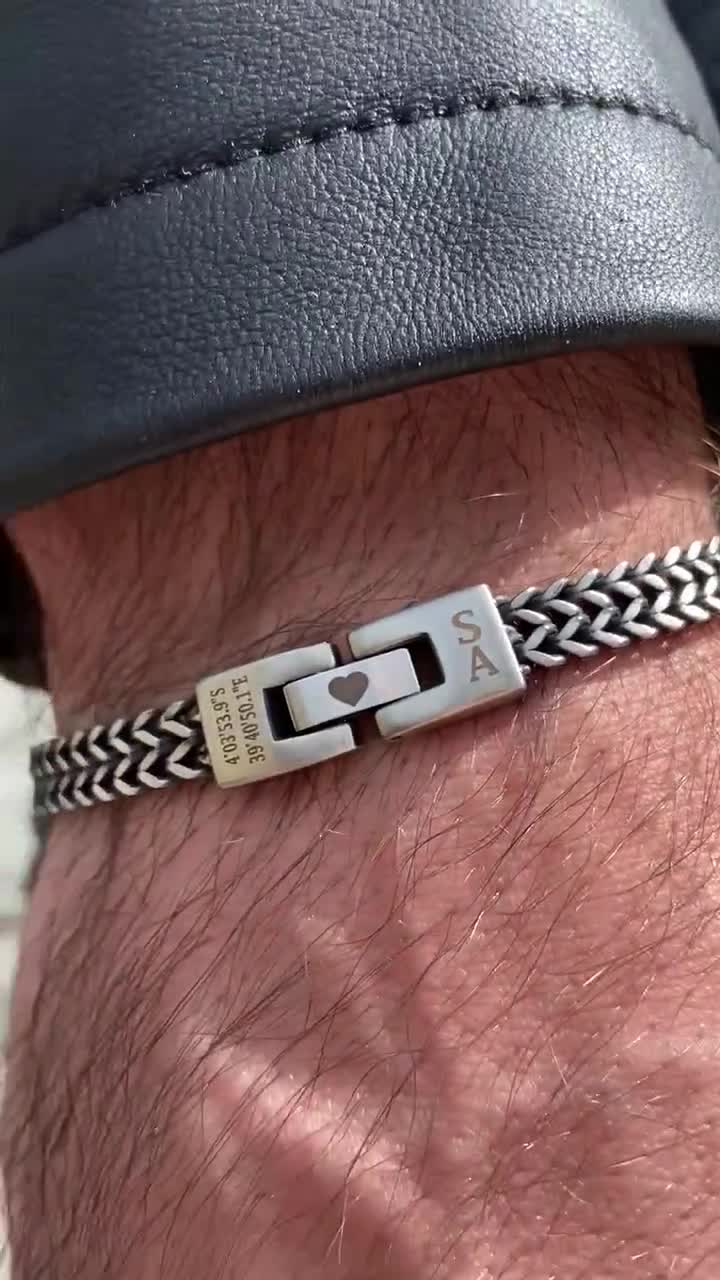 Bracciale In Pelle Intrecciata Per Papà | Regalo Festa Del Papà Con Scatola | Gioiello Uomo Acciaio Inox
