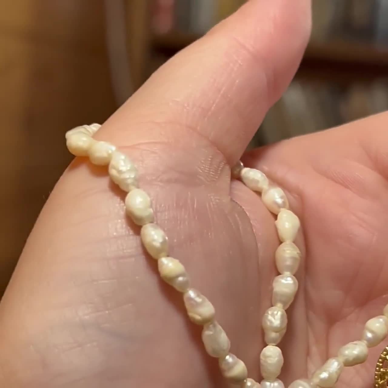 24” 14K GF Rice Pearl Necklace - Vintage Freshwater Pearl