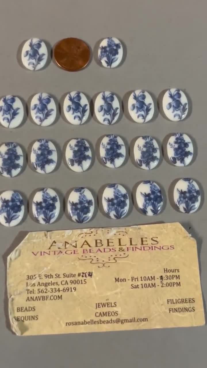 18 x 13 mm、ヴィンテージカボション、ジュエリー用品。6個セット