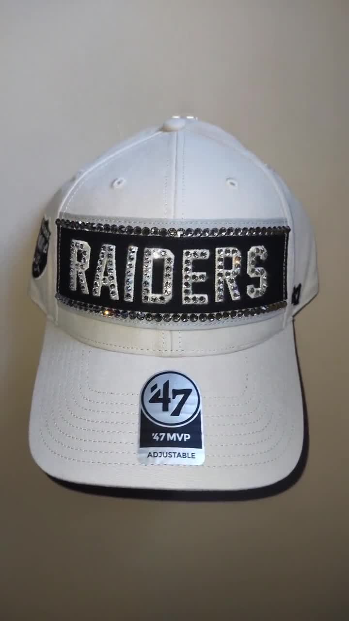 Bling Crystal Las Vegas Raiders Cream Adjustable Hat NFL -   Israel