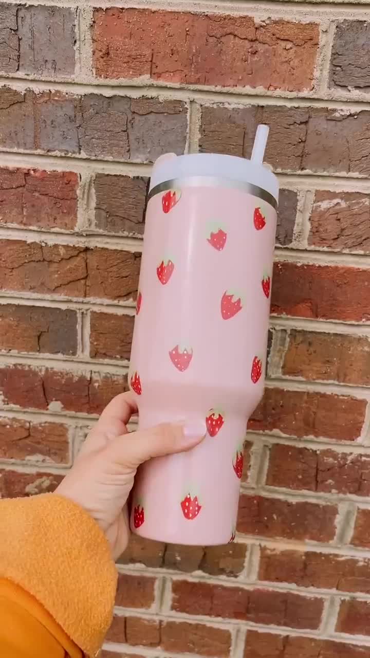 Strawberry Painted Stanley 40oz Tumbler 