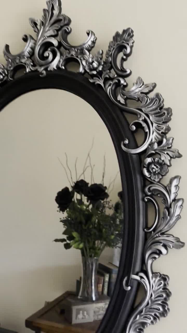 ブラック＆シルバーゴシックミラー | 大型装飾壁掛けミラー